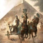 Old Egyptian Chariot At The Pyramids - Hand Painted Oil Painting On Canvas