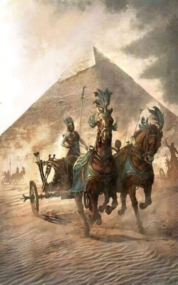 Old Egyptian Chariot At The Pyramids - Hand Painted Oil Painting On Canvas