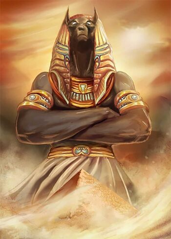 Anubis And The Pyramids - Hand Painted Oil Paintings On Canvas