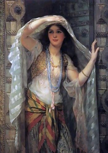 Beautiful Arabian Girl - Hand Painted Oil Painting On Canvas