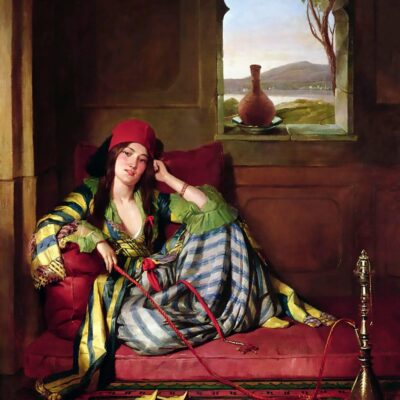 Arabian Girl With Hookah - Hand Painted Oil Paintings On Canvas