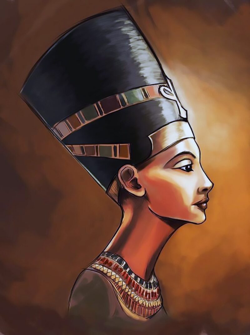 Nefertiti, Queen Of Egypt - Hand Painted Oil Painting On Canvas