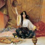 Arabian Pretty Girl Playing Music – Hand Painted Oil Painting On Canvas