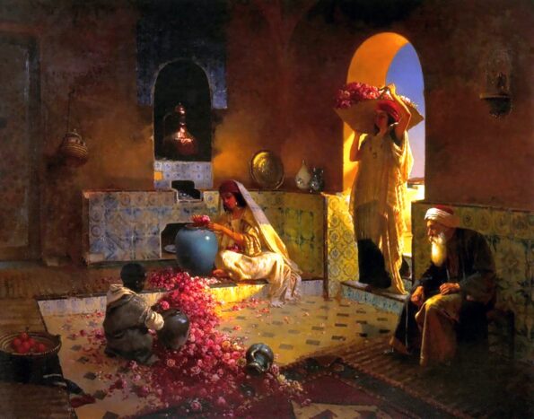 Collecting Roses - Hand Painted Oil Painting On Canvas