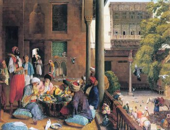 Old Arab Banquet - Hand Painted Oil Painting On Canvas