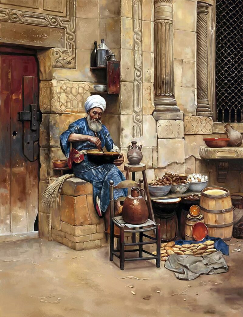 Street Merchant In Cairo - Hand Painted Oil Paintings On Canvas