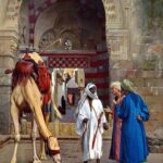 Arab Men And The Camel - Hand Painted Oil Painting On Canvas