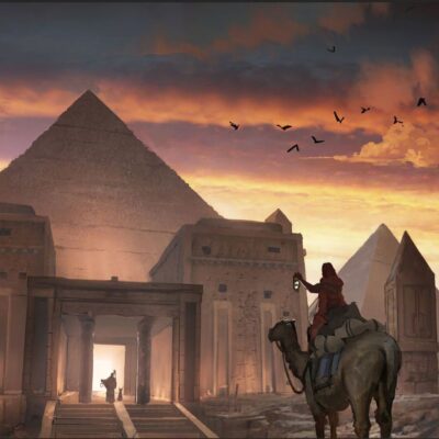 Ancient Egypt - Pyramids and Camel at Sunset - Hand Painted Oil Paintings On Canvas