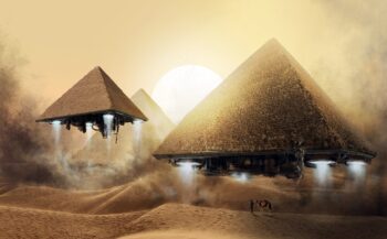 Giza Pyramids Flying To Space - Hand Painted Oil Painting On Canvas