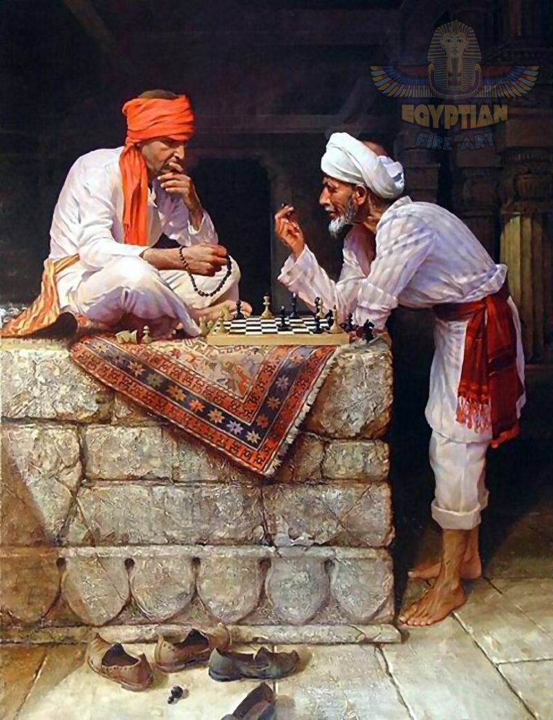 The Chess Game - Oil Painting On Canvas