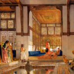 Arabian Lady Receiving Visitors - The Reception - Hand Painted Oil Painting On Canvas