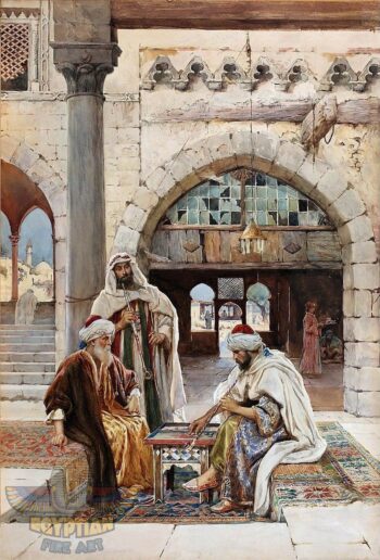 The Tric-Trac Game - The Backgammon Game - Hand Painted Oil Painting On Canvas
