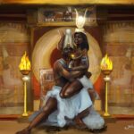 Original Painting - The Black Egyptian Royal Family Love - Hand Painted Oil Painting On Canvas