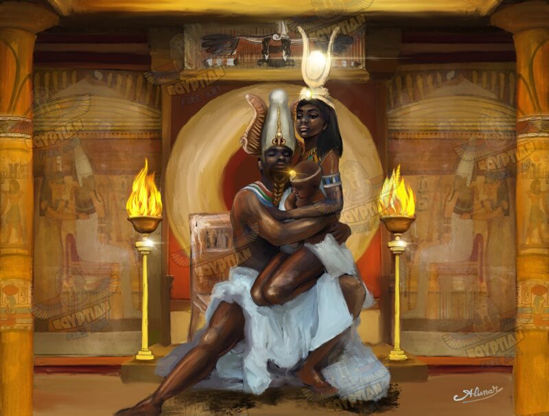 Original Painting - The Black Egyptian Royal Family Love - Hand Painted Oil Painting On Canvas