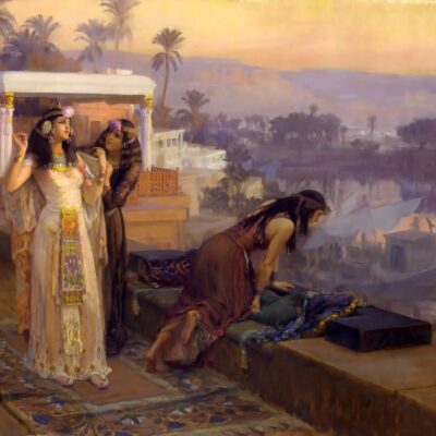 Cleopatra At Philae Temple Terrace - Hand Painted Oil Painting On Canvas