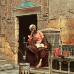 The Scribe with his Books and Hookah - Hand Painted Oil Painting On Canvas