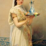 The Servant - Arabic Girl - Hand Painted Oil Painting On Canvas