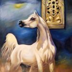 Hand Painted Oil Painting On Canvas - Beige Arabian Horse