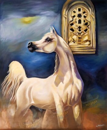 Hand Painted Oil Painting On Canvas - Beige Arabian Horse