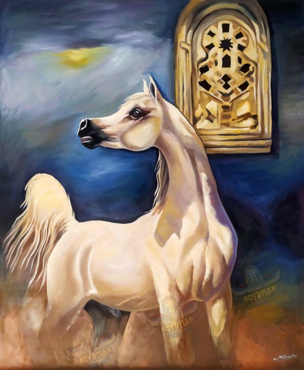 Hand Painted Oil Painting On Canvas - Beige Arabian Horse