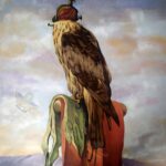 The Hooded Falcon - Hand Painted Oil Painting On Canvas