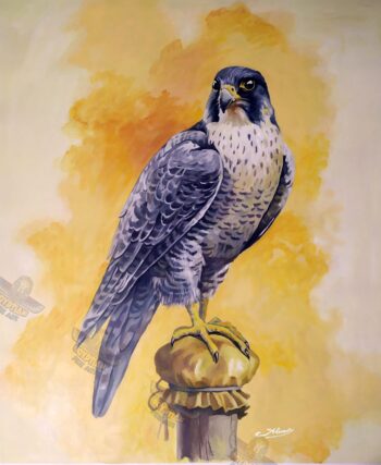 Gray Falcon On Fire - Hand Painted Oil Painting On Canvas