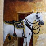 White Arabian Horse - Hand Painted Oil Painting On Canvas