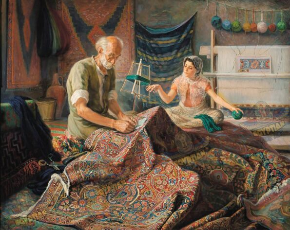 The Carpet Mender and His Daughter - Hand Painted Oil Painting On Canvas