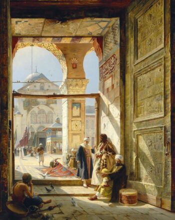 The Gate Of The Great Umayyad Mosque in Damascus - Hand Painted Oil Painting On Canvas