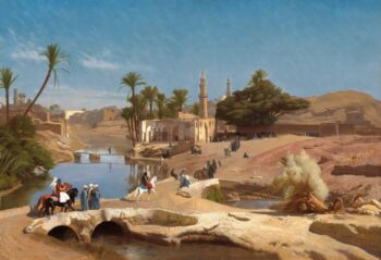 Hand Painted Artwork - View of El-Fayoum City in Egypt - Hand Painted Oil Painting On Canvas