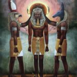 Horus And Set Gods Blessing King Ramesses III - Hand Painted Oil Painting On Canvas